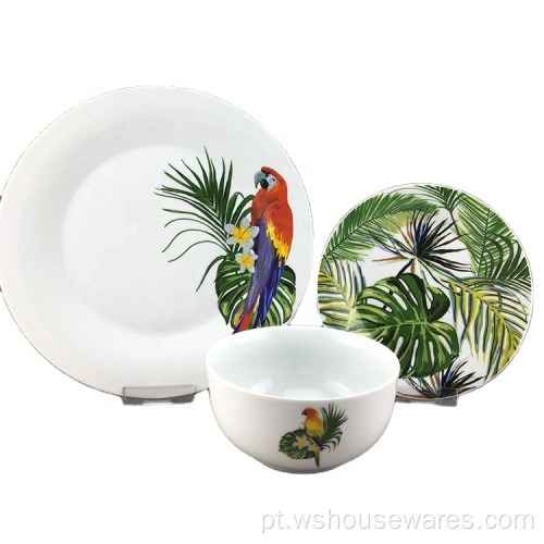 Projeto de planta verde Placas de jantar de porcelana